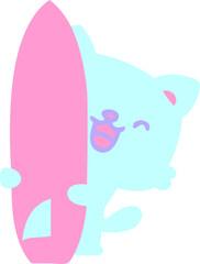 cute cat with surfboard
