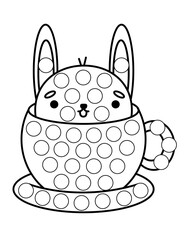 Dot markers pages with animal, vector outline illustration