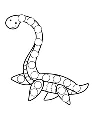 Dot markers pages with animal, vector outline illustration