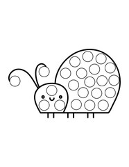 Dot markers pages with animal, vector outline illustration