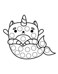 Dot markers pages with animal, vector outline illustration