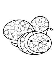 Dot markers pages with animal, vector outline illustration