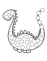 Dot markers pages with animal, vector outline illustration