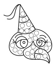 Dot markers pages with animal, vector outline illustration