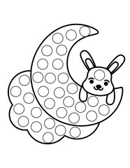 Dot markers pages with animal, vector outline illustration