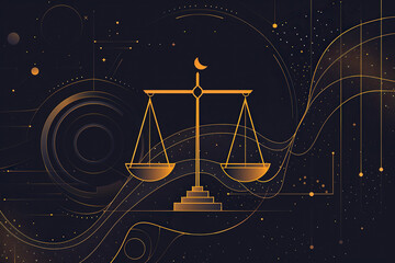 Abstract composition with concept of Libra zodiac sign symbol