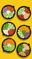 Illustration Healthy Salad Meal Prep Bowls for Weight Loss & Clean Eating