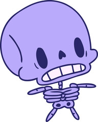 cartoon illustration kawaii cute dead skeleton