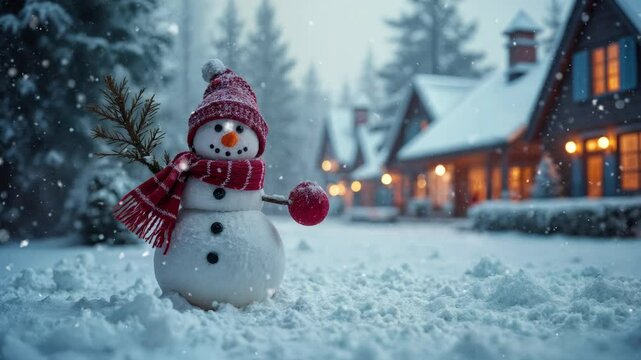 christmas celebration with snowman in the village
snow drop, seamless looping time-lapse virtual video animation background.
