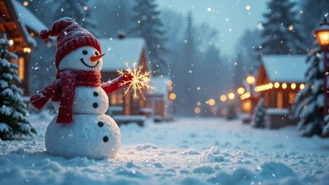 christmas celebration with snowman in the village
snow drop, seamless looping time-lapse virtual video animation background.
