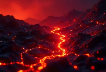 Futuristic red abstract matrix background with digital grid, light code, and cyber texture. Perfect for technology, AI, network, data, and modern innovation themes.