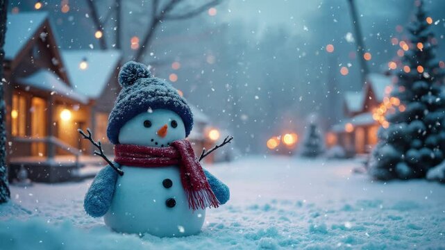 christmas celebration with snowman in the village
snow drop, seamless looping time-lapse virtual video animation background.
