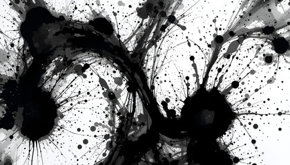 Dynamic Black Ink Splatter Abstract Art Background Texture for Design Projects