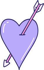 iconic tattoo style image of an arrow and heart