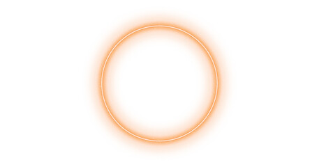 Orange Neon ring light circle, vector magic glow 3d effect. Realistic Orange Neon shiny ring or swirl, round frame of flare trail with glitter dust, Orange Neon fairy dust isolated on transparent back