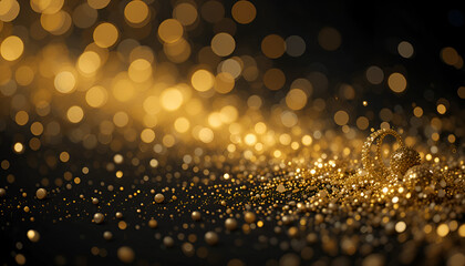 Luxurious Golden Glitter Background with Sparkling Lights perfect for festive celebrations, elegant designs, and luxury branding.