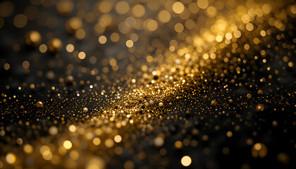 Sparkling Golden Glitter on Black Background Festive Design Texture for Luxury Branding