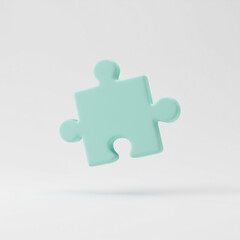 Abstract Pastel Green Puzzle Piece Icon Solution, Teamwork, and Connection Concept