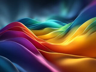 Abstract Rainbow Landscape: An artistic exploration of colors, featuring a flowing, undulating landscape of vibrant hues that blend seamlessly, creating a mesmerizing and dreamlike visual.
