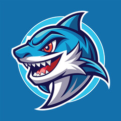 Naklejka premium Shark mascot logo design featuring a stylized shark in vibrant colors with sharp features and a fierce expression, perfect for branding and sports team identities