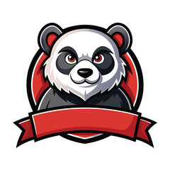 Panda mascot logo design featuring a fierce panda with a blank banner for customization in sports or branding projects