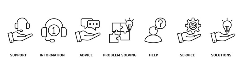 Help desk banner web icon vector illustration concept with icon of support, information, advice, problem solving, help, service and solutions