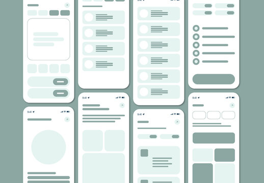 Mobile Banking App User Interface Design with Wireframe Screens