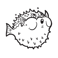 pufferfish vector illustration. Drawing