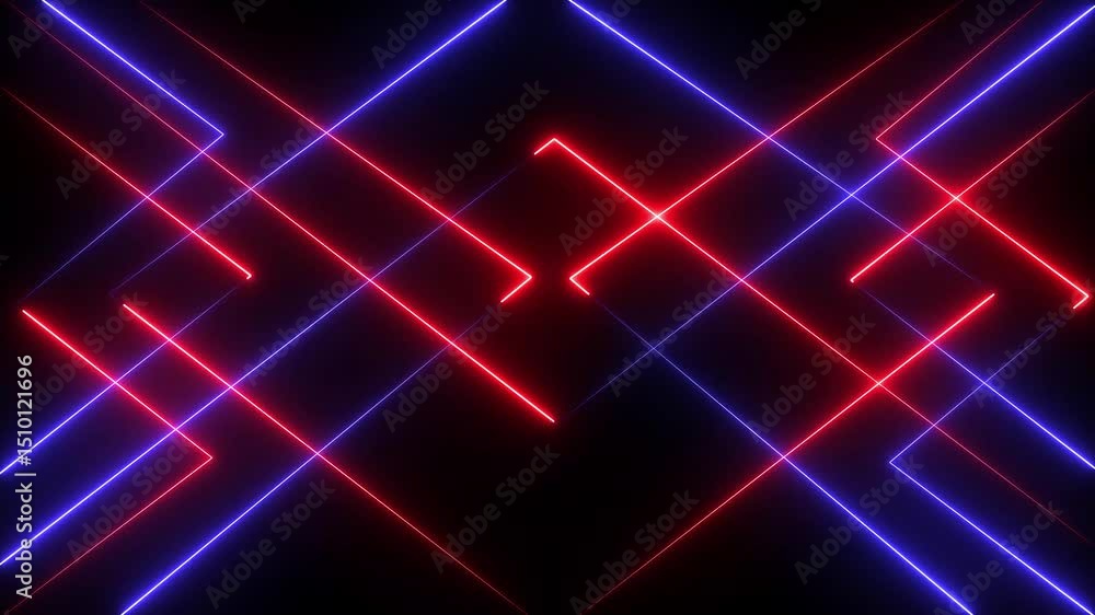 Poster background animation of neon light moving lines on a black background . abstract motion background w