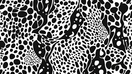 Modern abstract monochrome animalistic seamless pattern featuring diverse shapes