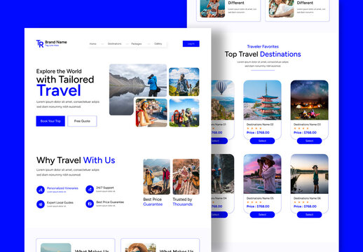 Website Design Layout for Travel Agency