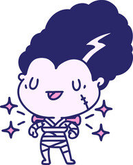 illustration of a traditional tattoo style undead zombie bride character