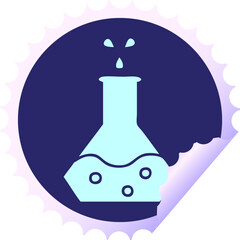 circular peeling sticker cartoon of a science experiment
