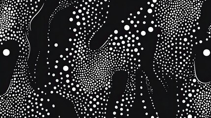Abstract flowing dotted design with stark contrast in black and white tones