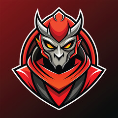 Fototapeta premium Gaming mascot logo featuring a fierce devil character designed for an esports team or gaming brand showcasing bold colors and sharp features