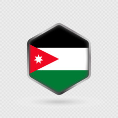 Jordan Flag Icon in Hexagon Shape.