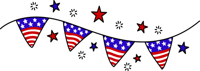 Obraz premium Patriotic Bunting with Stars Illustration