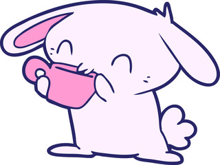 cartoon rabbit drinking tea