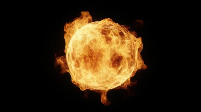 Fireball blazing on black background
