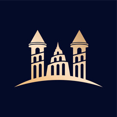 Ancient Temple Logo: Eastern Spirituality Vector Mark