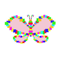 cute rainbow butterfly with pink filling - transparant background