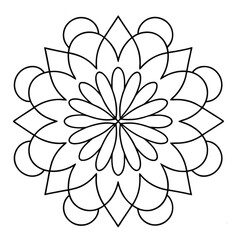 Abstract flower vector illustration, mandala coloring page bundle set for kids and adults