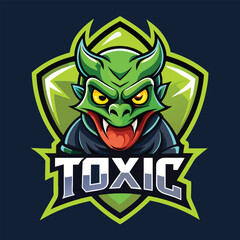 Fototapeta premium Modern toxic mascot logo design featuring a fierce green creature with sharp features and a vibrant color palette for brand identity and graphic projects