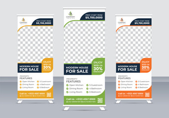 Modern Real Estate Banner Design | Vertical Roll Up Template for Property Marketing