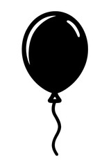 Simple Black and White Party Balloon Outline Icon - Celebration and Festive Symbol Vector