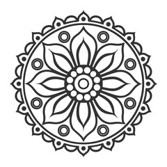 Abstract flower vector illustration, mandala coloring page bundle set for kids and adults