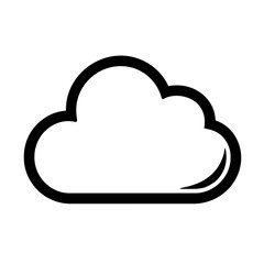 Simple Black and White Outline Cloud Icon - Weather and Sky Symbol Vector