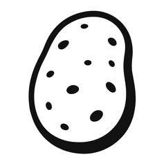 Simple Black and White Potato Outline Icon - Vegetable and Staple Food Symbol Vector