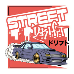 Urban Drift Car Streetwear Illustration