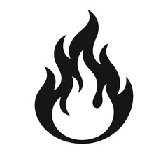 Minimalist Black Flame Icon - Fire, Heat, and Energy Symbol Vector